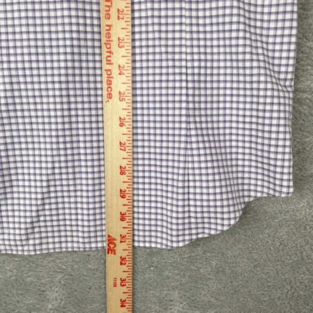 Banana Republic Button Up Shirt Men Large Purple Check Long Sleeve Non Iron Slim